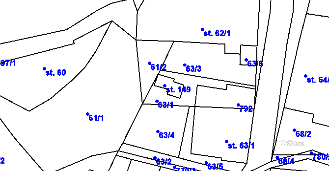 Parcela st. 149 v KÚ Býčkovice, Katastrální mapa
