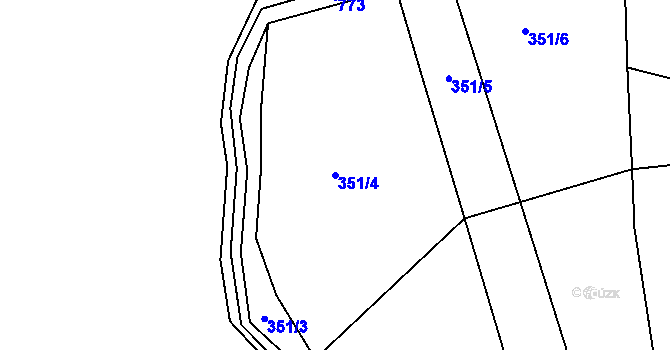 Parcela st. 351/4 v KÚ Býčkovice, Katastrální mapa