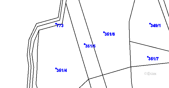 Parcela st. 351/5 v KÚ Býčkovice, Katastrální mapa
