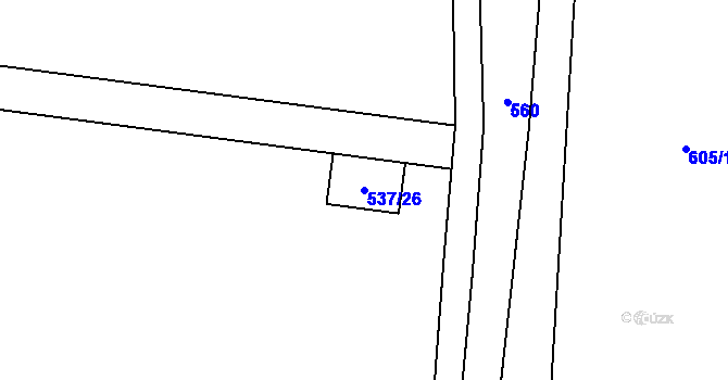 Parcela st. 537/26 v KÚ Býčkovice, Katastrální mapa