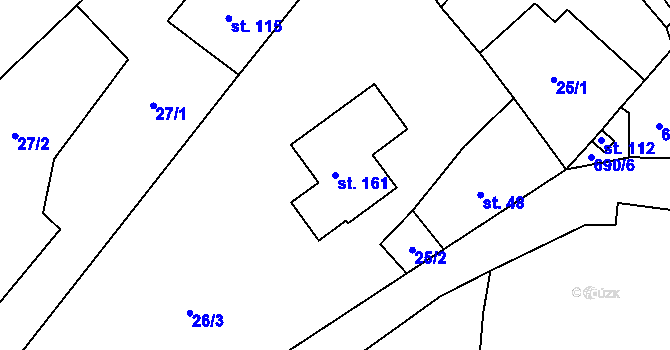 Parcela st. 161 v KÚ Býčkovice, Katastrální mapa