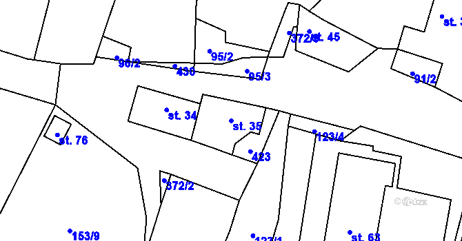 Parcela st. 35 v KÚ Velký Újezd u Litoměřic, Katastrální mapa