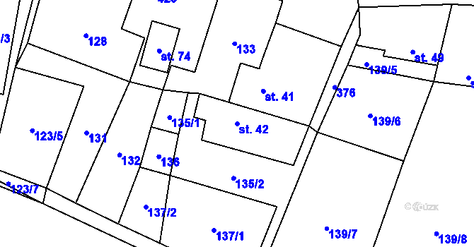 Parcela st. 42 v KÚ Velký Újezd u Litoměřic, Katastrální mapa