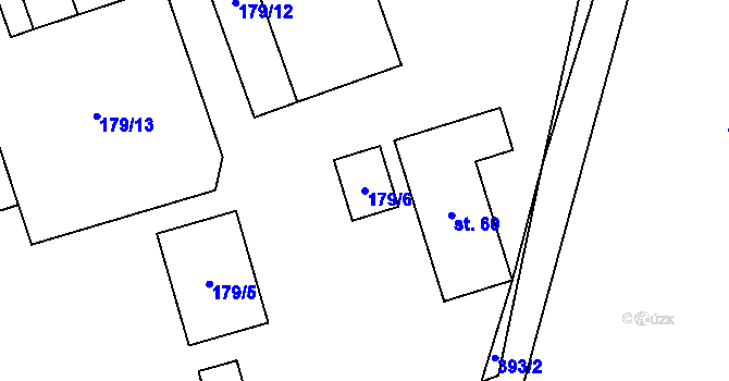 Parcela st. 179/6 v KÚ Velký Újezd u Litoměřic, Katastrální mapa