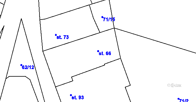 Parcela st. 66 v KÚ Býchory, Katastrální mapa