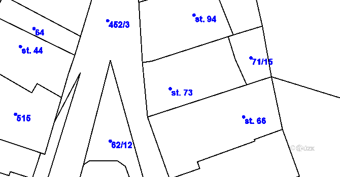Parcela st. 73 v KÚ Býchory, Katastrální mapa