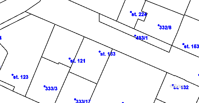 Parcela st. 133 v KÚ Býchory, Katastrální mapa