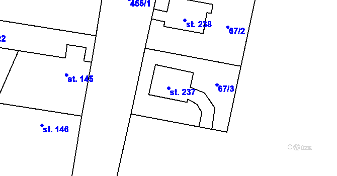 Parcela st. 237 v KÚ Býchory, Katastrální mapa