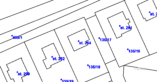 Parcela st. 264 v KÚ Býchory, Katastrální mapa