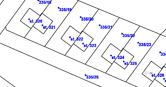 Parcela st. 323 v KÚ Býchory, Katastrální mapa
