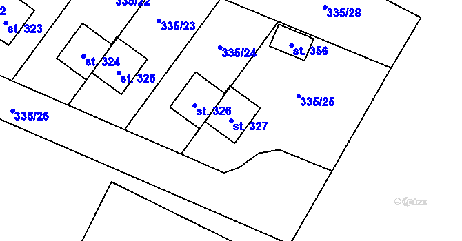 Parcela st. 327 v KÚ Býchory, Katastrální mapa