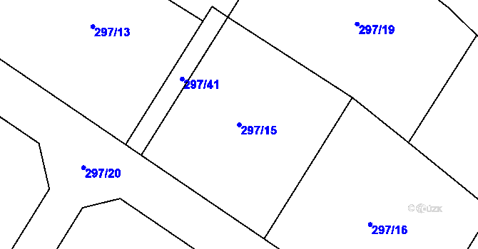 Parcela st. 297/15 v KÚ Býchory, Katastrální mapa