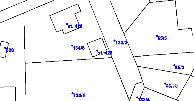 Parcela st. 426 v KÚ Býchory, Katastrální mapa