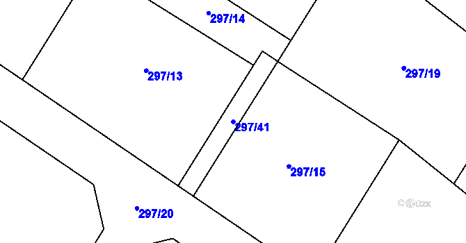 Parcela st. 297/41 v KÚ Býchory, Katastrální mapa