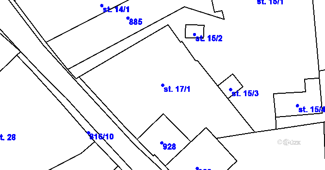 Parcela st. 17/1 v KÚ Němčice u Kolína, Katastrální mapa