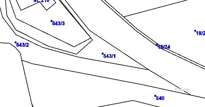 Parcela st. 543/1 v KÚ Němčice u Kolína, Katastrální mapa
