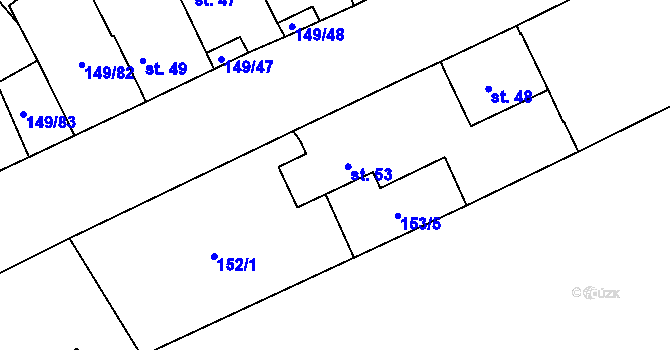 Parcela st. 53 v KÚ Býkev, Katastrální mapa