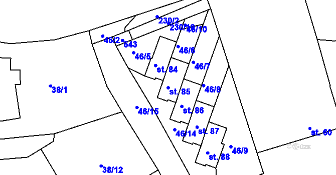 Parcela st. 85 v KÚ Býkev, Katastrální mapa
