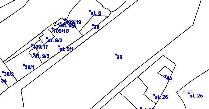 Parcela st. 31 v KÚ Býkev, Katastrální mapa