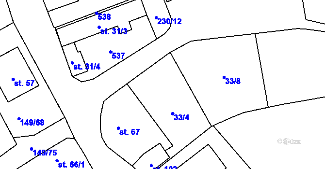 Parcela st. 32 v KÚ Býkev, Katastrální mapa