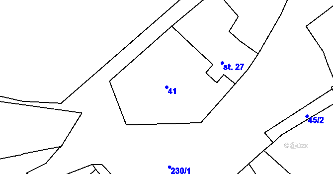 Parcela st. 41 v KÚ Býkev, Katastrální mapa