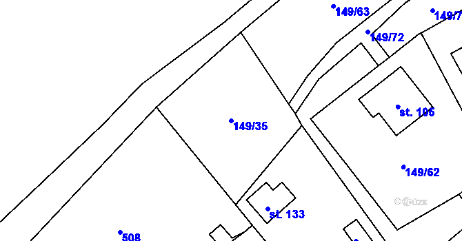 Parcela st. 149/35 v KÚ Býkev, Katastrální mapa