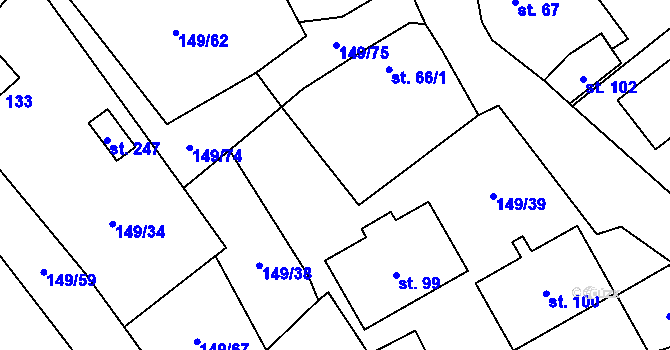 Parcela st. 149/64 v KÚ Býkev, Katastrální mapa