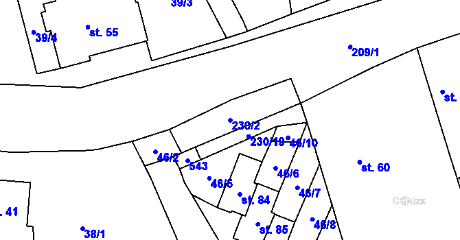 Parcela st. 230/2 v KÚ Býkev, Katastrální mapa