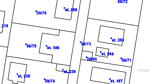 Parcela st. 59/73 v KÚ Býkev, Katastrální mapa
