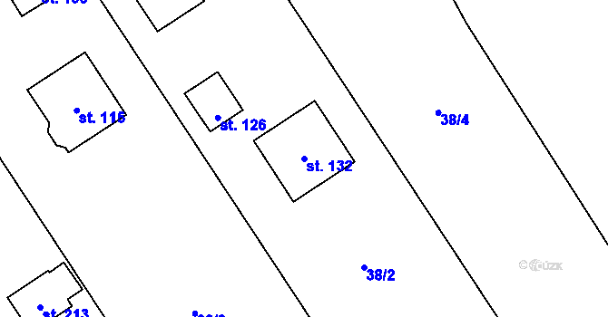 Parcela st. 132 v KÚ Býkev, Katastrální mapa