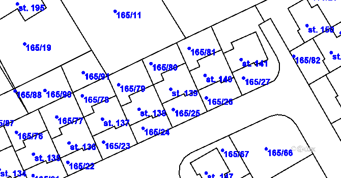 Parcela st. 139 v KÚ Býkev, Katastrální mapa