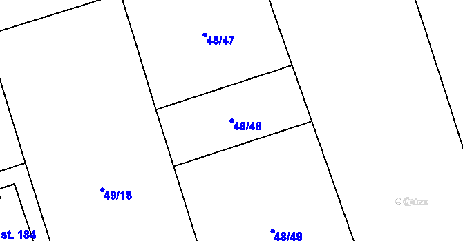 Parcela st. 48/48 v KÚ Býkev, Katastrální mapa