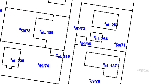 Parcela st. 59/85 v KÚ Býkev, Katastrální mapa