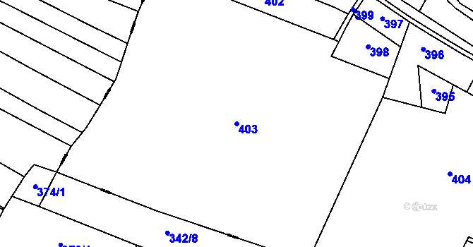 Parcela st. 403 v KÚ Daminěves, Katastrální mapa