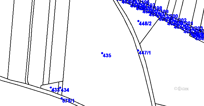 Parcela st. 435 v KÚ Daminěves, Katastrální mapa