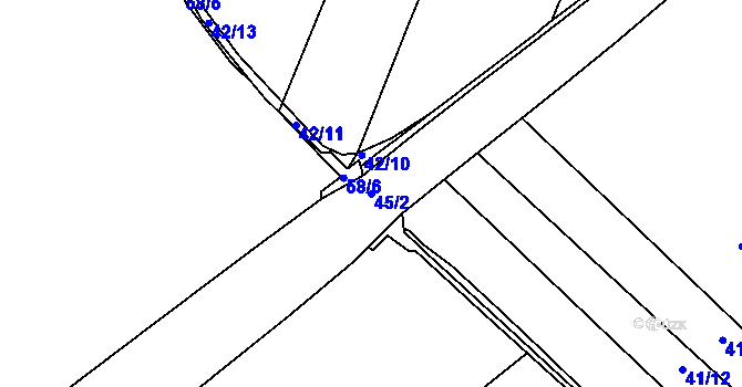 Parcela st. 45/2 v KÚ Jenišovice u Mělníka, Katastrální mapa