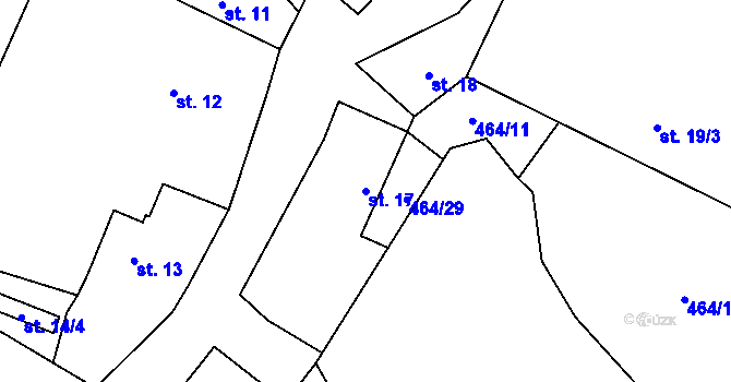 Parcela st. 17 v KÚ Bykoš, Katastrální mapa