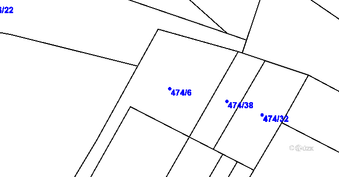 Parcela st. 474/6 v KÚ Bykoš, Katastrální mapa