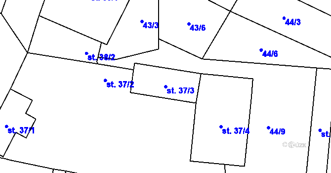 Parcela st. 37/3 v KÚ Bykoš, Katastrální mapa