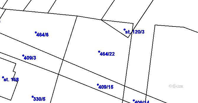Parcela st. 464/22 v KÚ Bykoš, Katastrální mapa