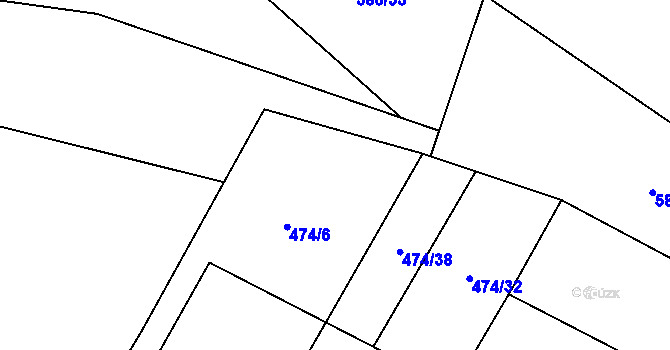 Parcela st. 474/33 v KÚ Bykoš, Katastrální mapa
