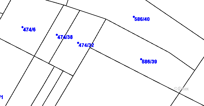 Parcela st. 474/36 v KÚ Bykoš, Katastrální mapa