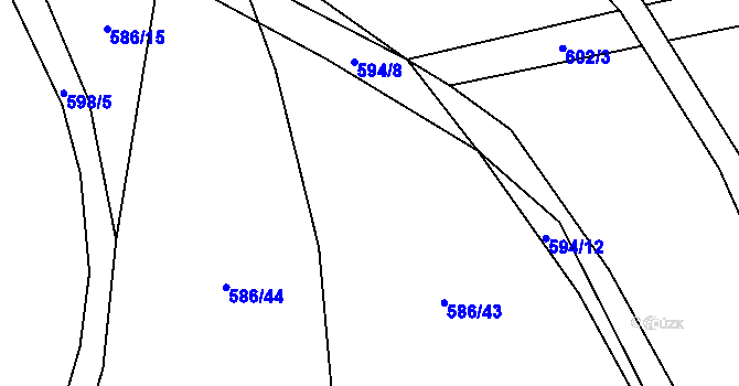 Parcela st. 586/42 v KÚ Bykoš, Katastrální mapa