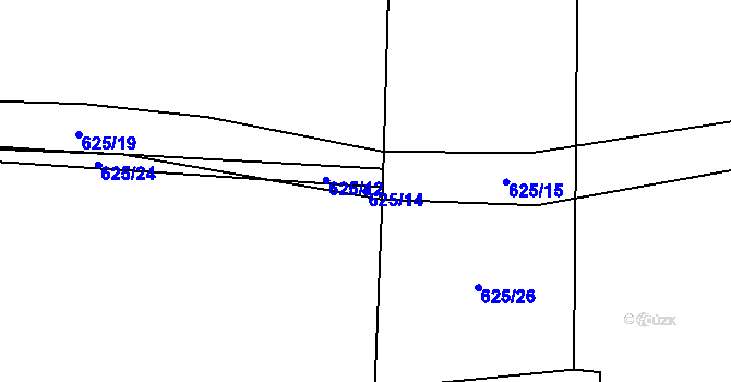 Parcela st. 625/14 v KÚ Bykoš, Katastrální mapa