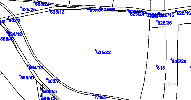 Parcela st. 625/22 v KÚ Bykoš, Katastrální mapa