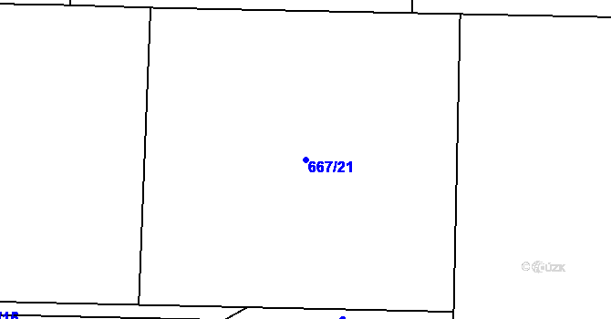 Parcela st. 667/21 v KÚ Bykoš, Katastrální mapa