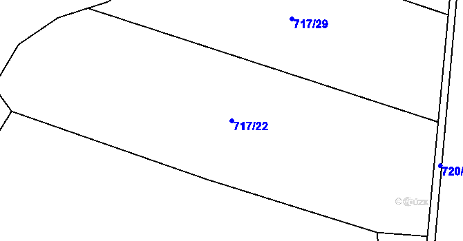 Parcela st. 717/22 v KÚ Bykoš, Katastrální mapa
