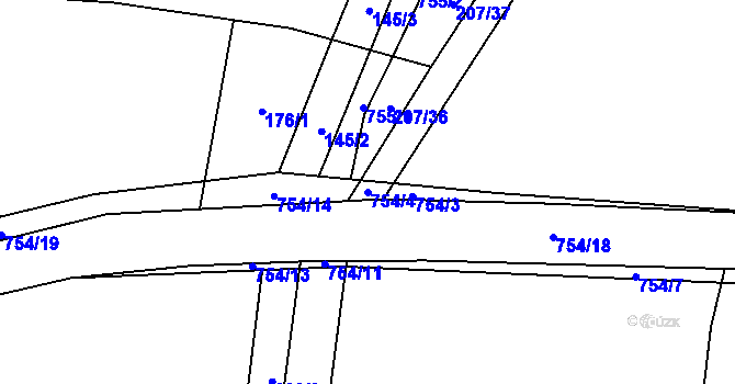 Parcela st. 754/4 v KÚ Bykoš, Katastrální mapa