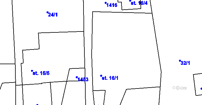 Parcela st. 16/1 v KÚ Býkov, Katastrální mapa