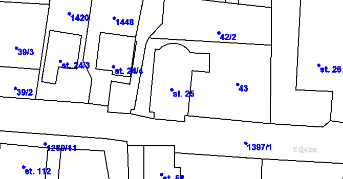 Parcela st. 25 v KÚ Býkov, Katastrální mapa